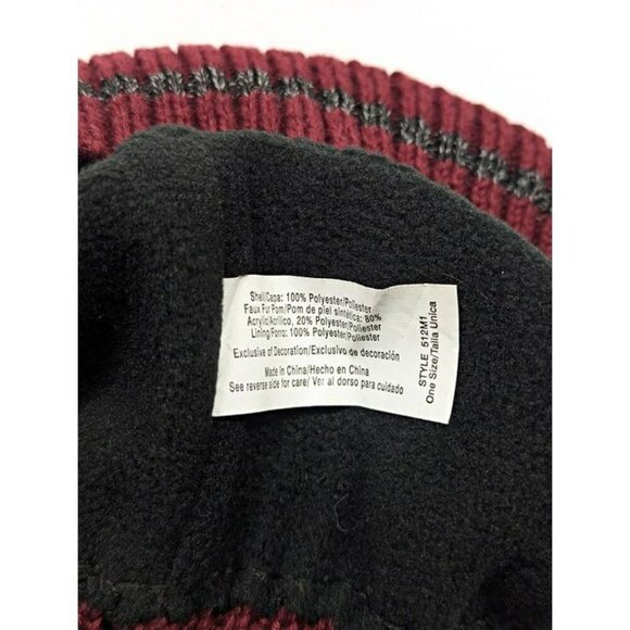 Isotoner Signature Women's Plum Reflective Stripe Pom Beanie O/S (MSRP $36) - Picture 5 of 6